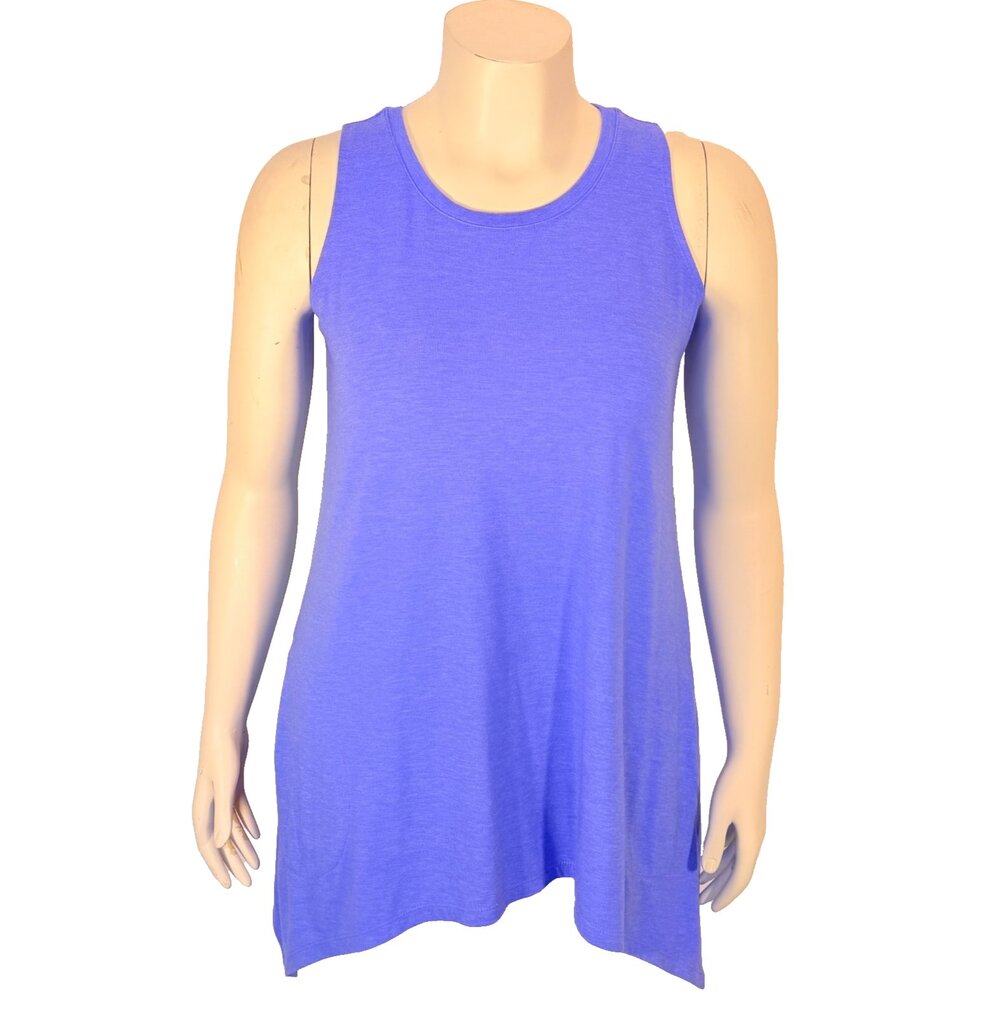 LOGO Lounge Tank Tunic Womens Size M Periwinkle Blue Sharkbite Hem with Pockets